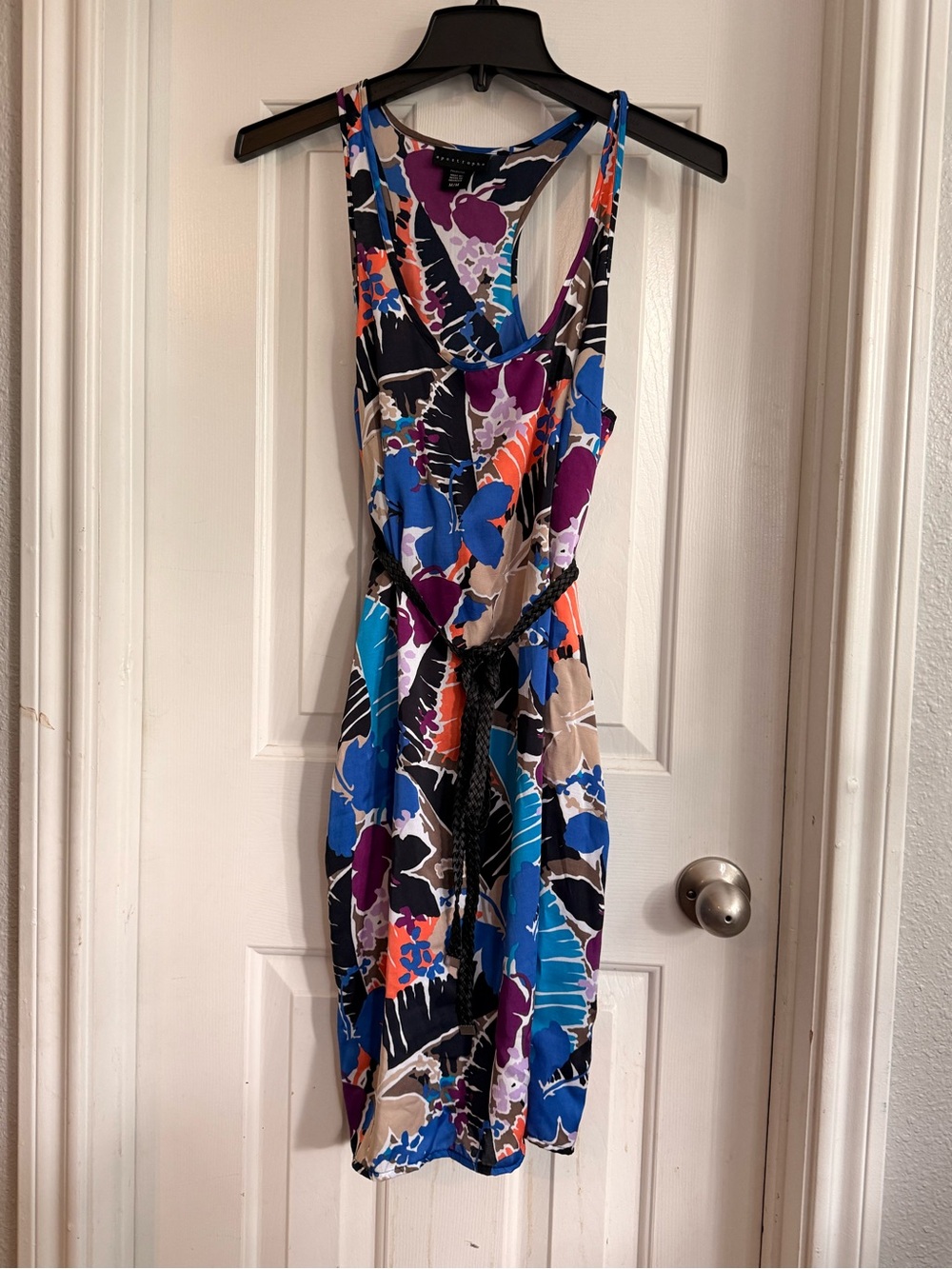Sleeveless Abstract Floral Print Summer Dress - Blue & Purple